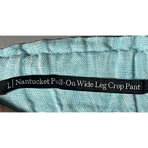 Talbots Pants Womens Large Light Blue Nantucket Pull-On Wide Leg Crop Linen - Picture 7 of 14